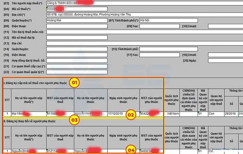 Mã số thuế của người phụ thuộc bao gồm 10 chữ số