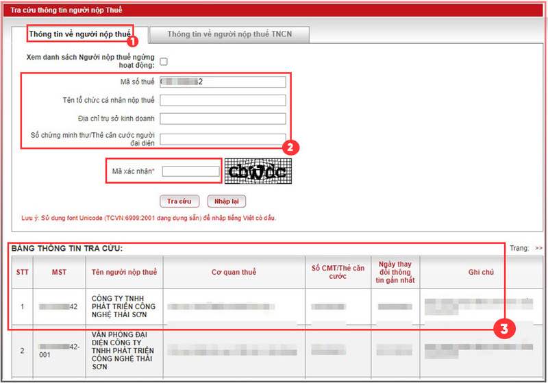 Thông tin tra cứu trên website Thuế điện tử rất chi tiết