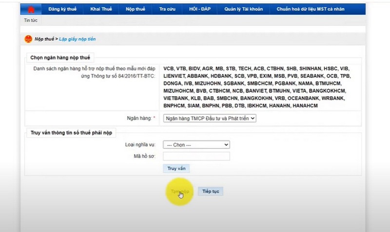 Hướng dẫn chi tiết các bước nộp thuế môn bài online - bước 3