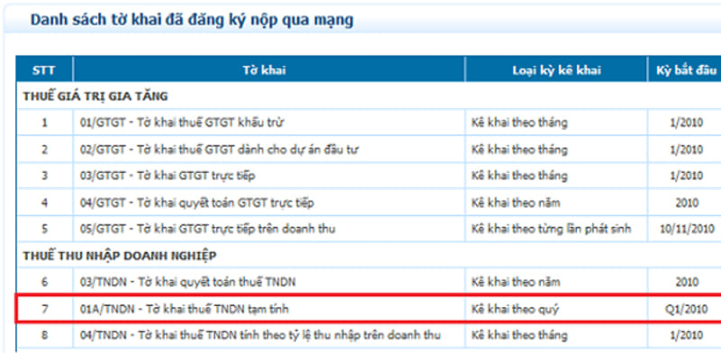 Đăng ký các tờ khai - 3