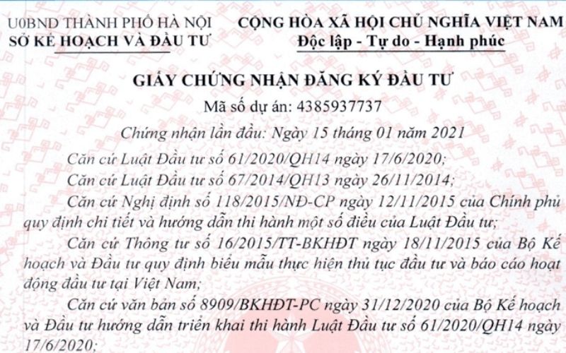 Chủ thể cần xin cấp giấy chứng nhận đăng ký đầu tư