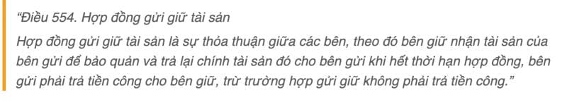 Hợp đồng gửi và giữ tài sản là sự thoả thuận về bảo quản tài sản