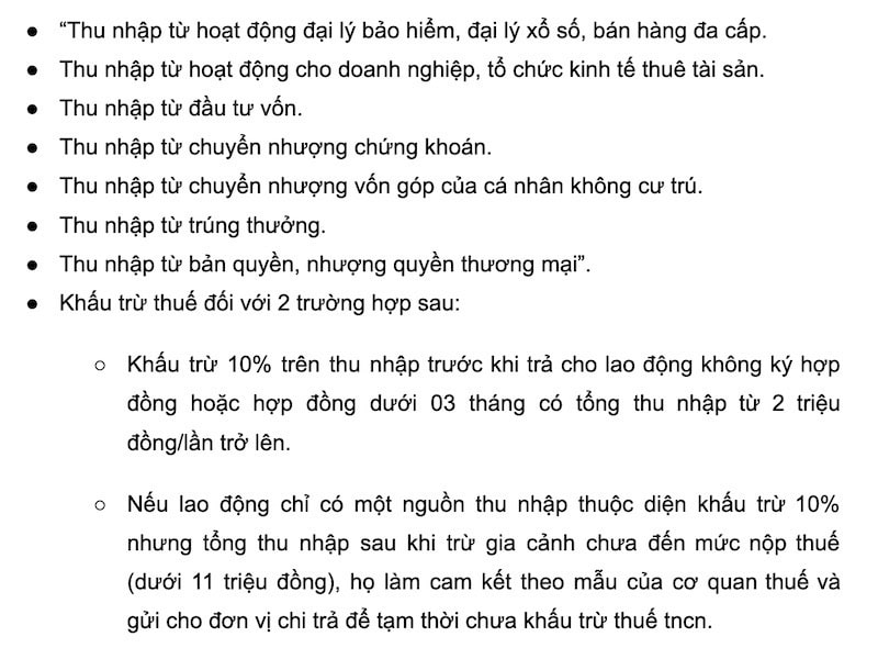 10 trường hợp phải thực hiện khấu trừ thuế thu nhập cá nhân