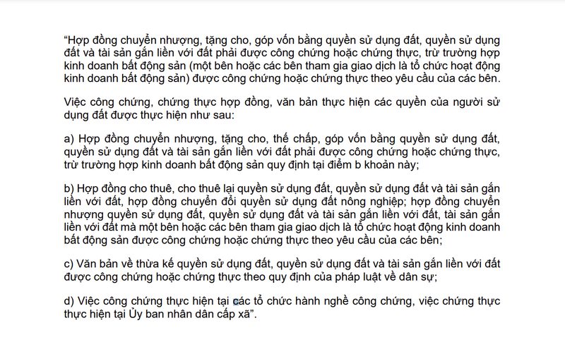 Hình thức hợp đồng quyền sử dụng đất thông thường