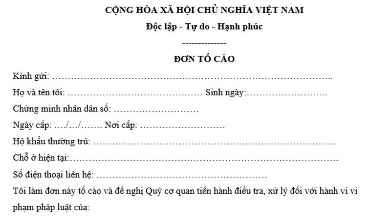 Các mục cần thiết phải điền đúng và đầy đủ